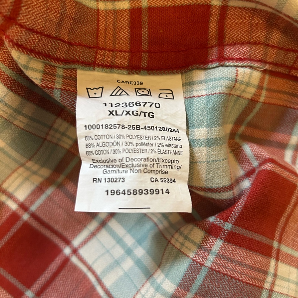 Wrangler Men's Red and Light Blue Plaid Shirt - Picture 6 of 9